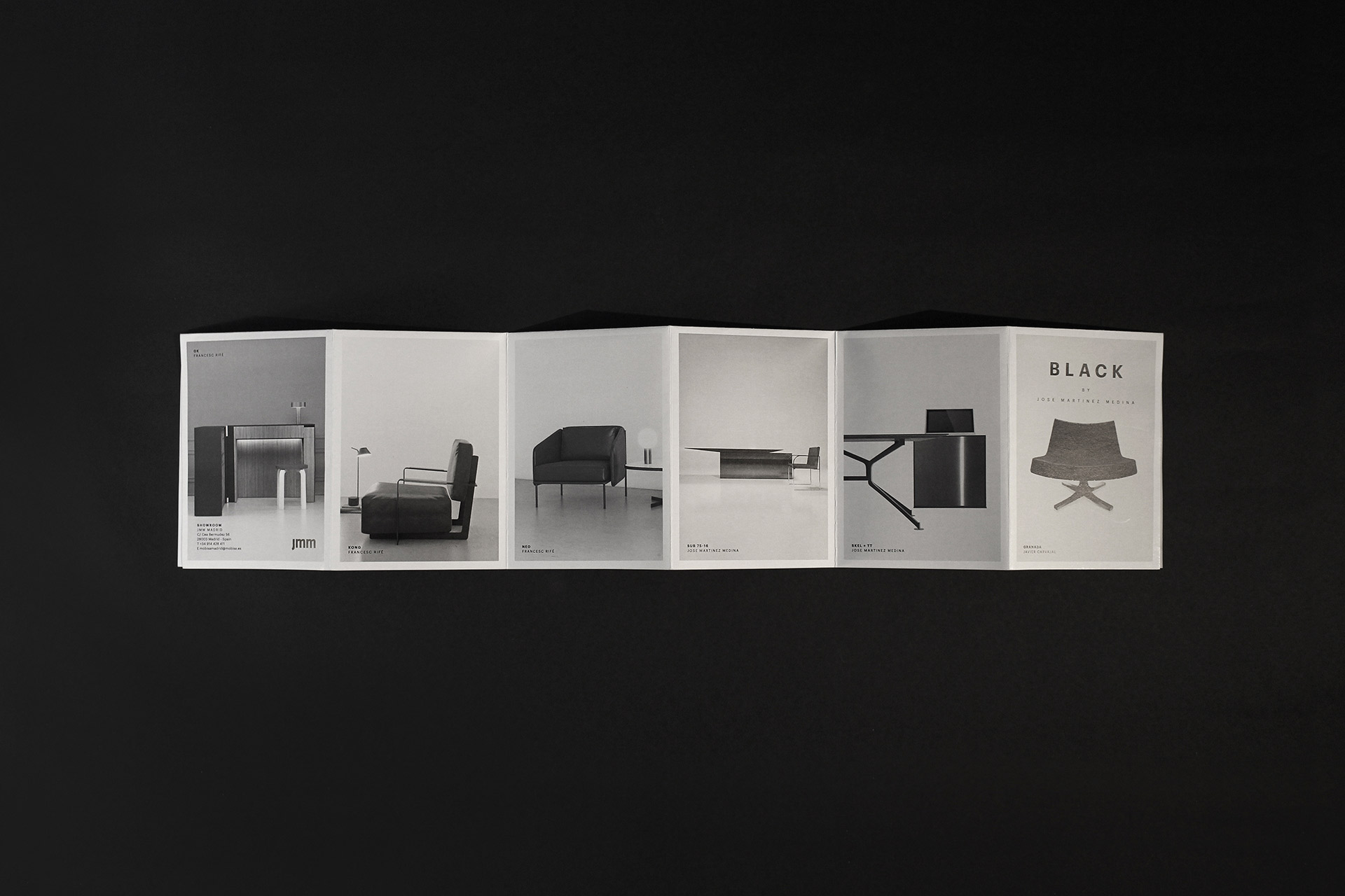 Fase, estudio de diseño gráfico. Brochure desplegable, Black Tone by JMM.